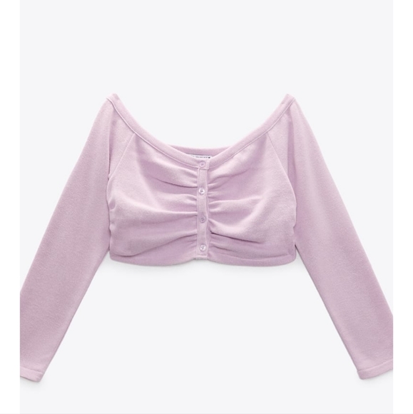 Soft Ruched Cardigan Zara Mauve - Picture 4 of 12